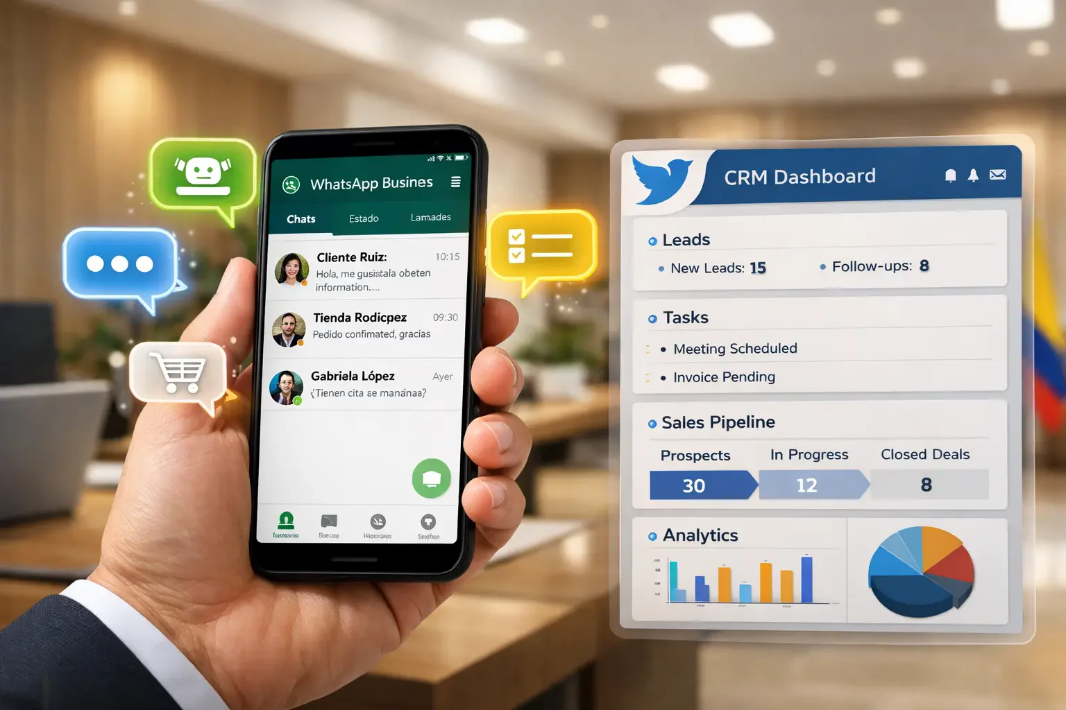Alternativa a Atendio: Workers IA + WhatsApp + CRM para empresas colombianas